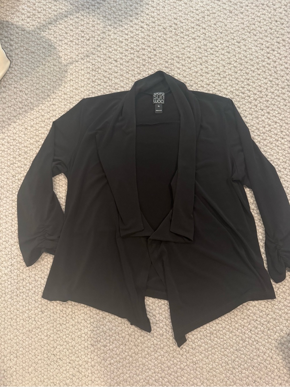 Clara Sun Woo Black Open-Front Draped Blazer